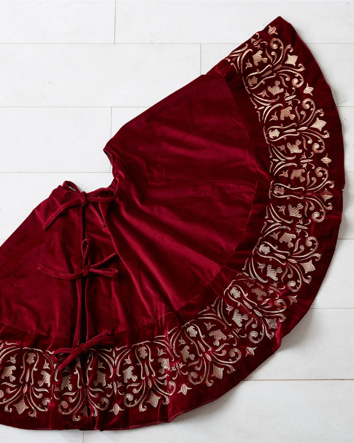 Velvet Luxe Tree Skirt – Crafted Embroidery Detailing