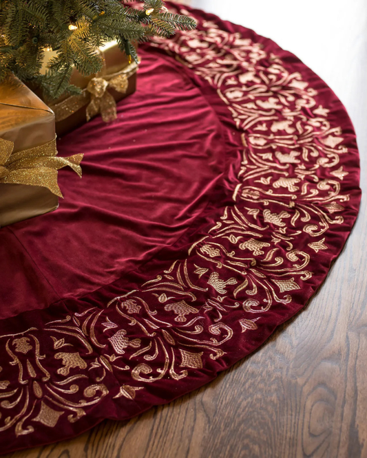 Velvet Luxe Tree Skirt – Crafted Embroidery Detailing