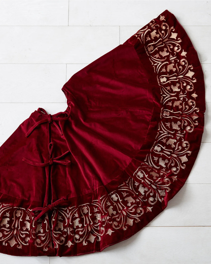 Velvet Luxe Tree Skirt – Crafted Embroidery Detailing